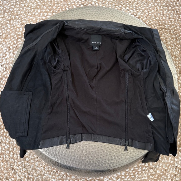 Trouve Black Drape Front Leather Moto Jacket XS EUC Lightweight